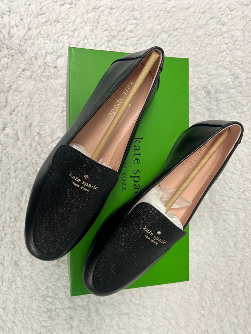 Kate Spade City Nights Black Glitter Loafers